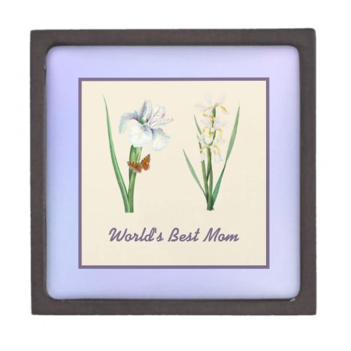 Worlds Best Mom Irises on Purple Mothers Day Gift Box