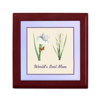 World's Best Mom Irises on Purple Mother's Day Gift Box