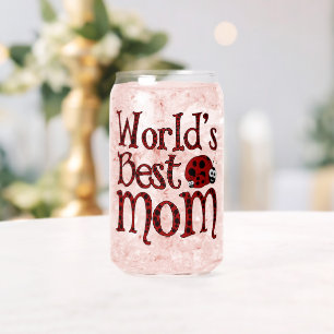 Worlds Best Mom Ladybugs Can Glass