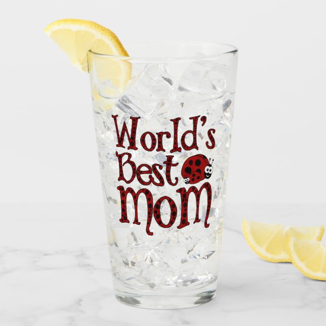 Worlds Best Mom Ladybugs Glass (Front Ice)