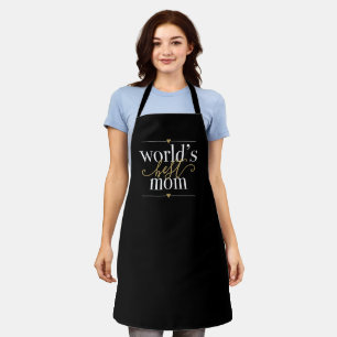 Worlds Best Mom Modern Elegant Black And Gold Apron