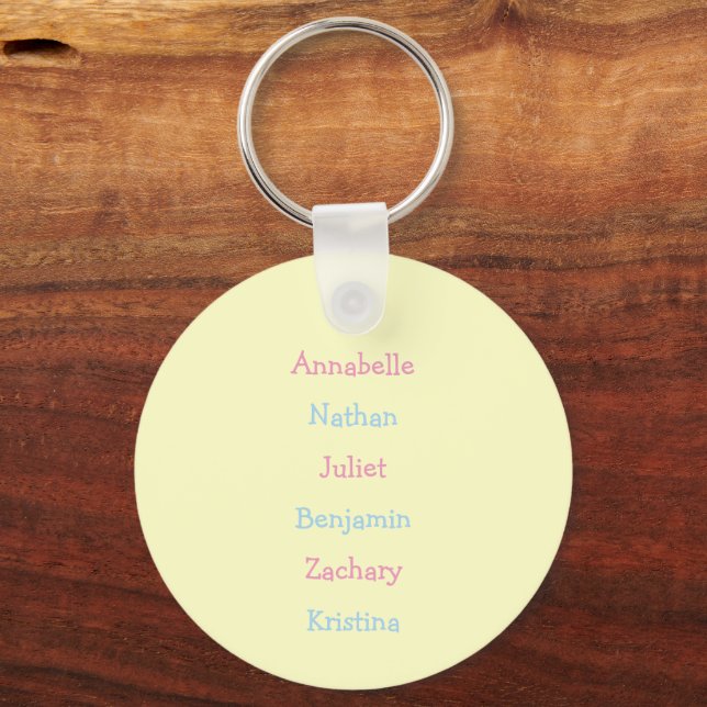 World's Best Mom-Mom Grandchildren Names Flower Keychain (Back)