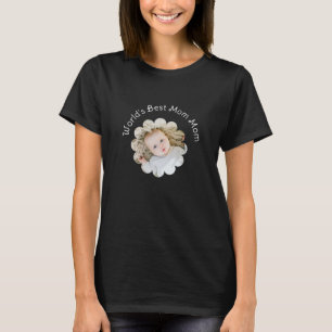 World's Best Mom Mom Photo in Flower Custom  T-Shirt