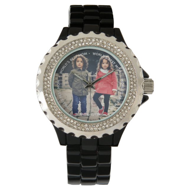 World's Best Mom - Mothers Day - Child Photo Mom Watch (Front)