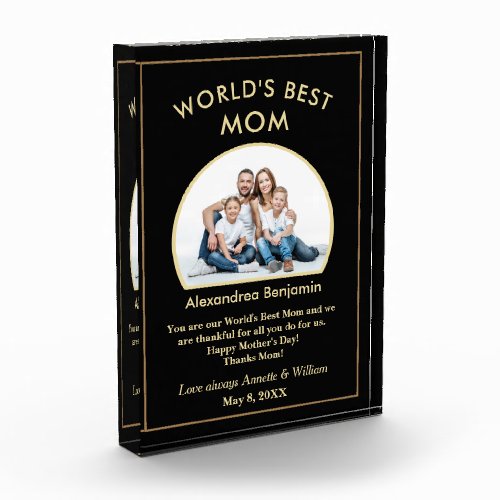 Worlds Best Mom Mothers Day Photo Personalize   Acrylic Award