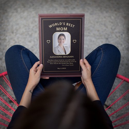 Worlds Best Mom Mothers Day Photo Personalize   Award Plaque