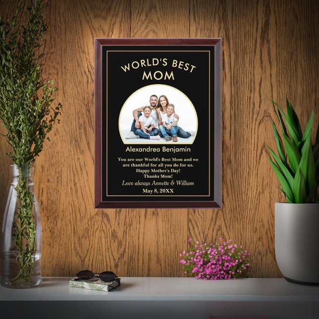 World's Best Mom Mother's Day Photo Personalize  Award Plaque (World's Best Mom Mother's Day Photo Personalize Award Plaque is great to give to your Mom.)