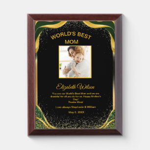World's Best Mom Mother's Day Photo Personalized Award Plaque