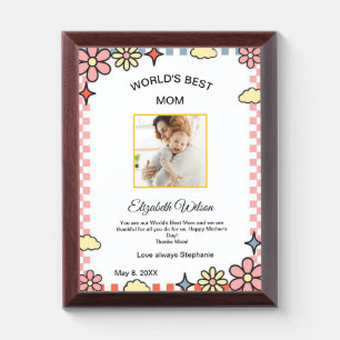 World's Best Mom Mother's Day Photo Personalized Award Plaque