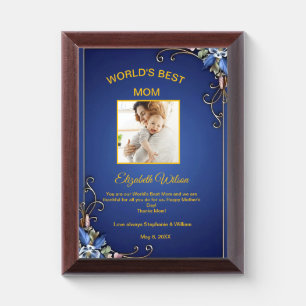 World's Best Mom Mother's Day Photo Personalized Award Plaque