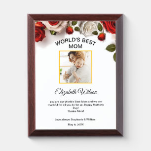 World's Best Mom Mother's Day Photo Personalized Award Plaque