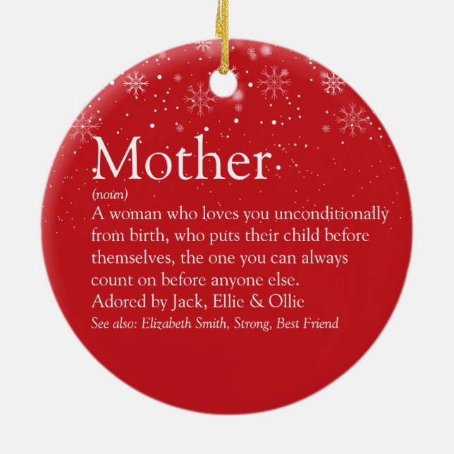 World's Best Mom Mum Mother Definition Photo Ceramic Ornament (Back)