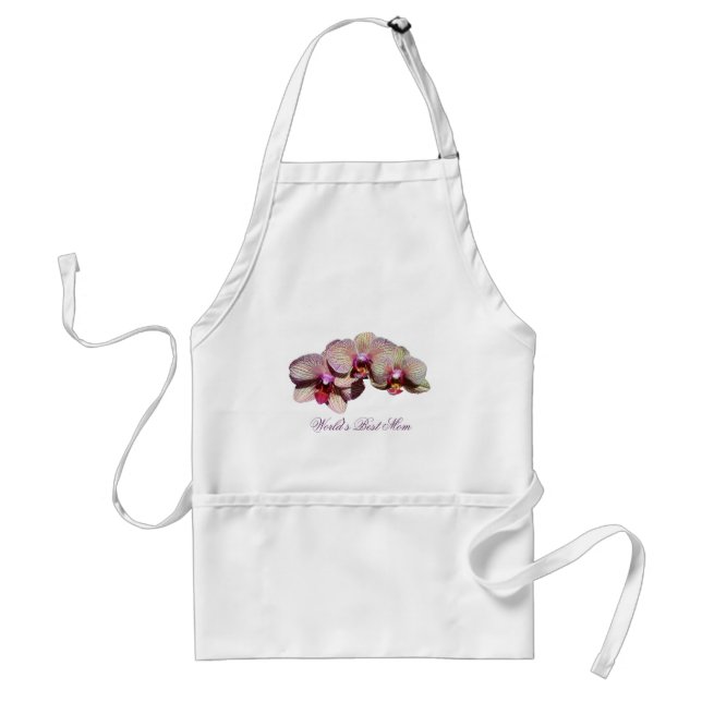 World's Best Mom Orchid Trio Flower Apron (Front)