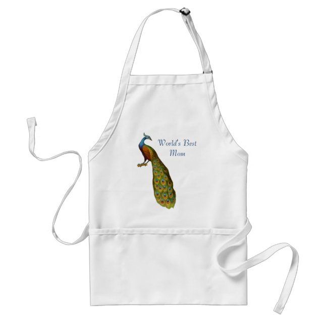 World's Best Mom Peacock Art Apron (Front)