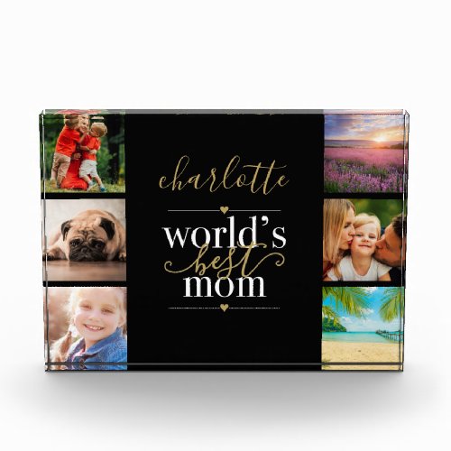 Worlds Best Mom Personalized 6 Photo Block