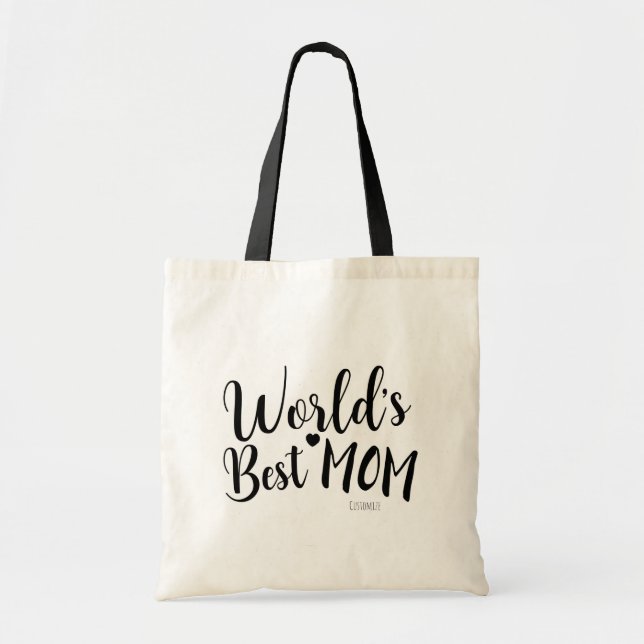 WORLD'S BEST MOM Personalized Custom Name Tote Bag (Front)