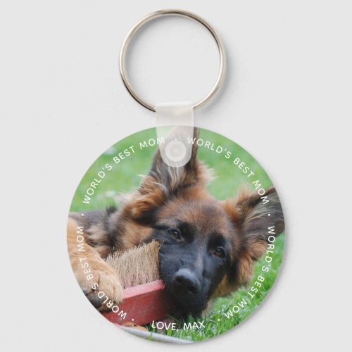 Worlds Best Mom _ Pet Photo Dog Mom _ I Love You Keychain