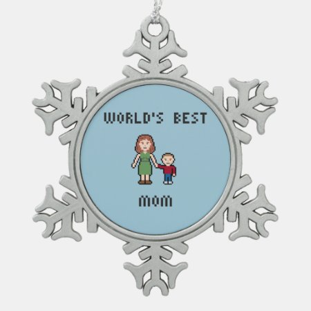 World's Best Mom Pewter Snowflake Ornament