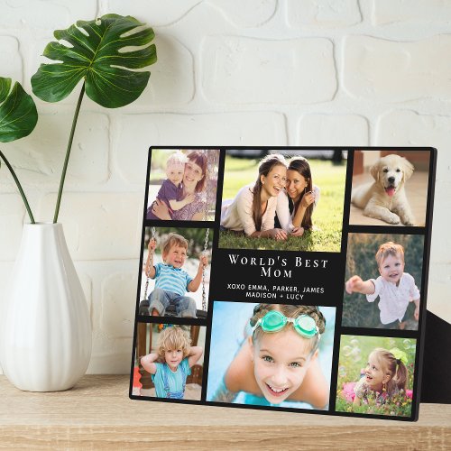 Worlds Best Mom Photo Collage Black Plaque