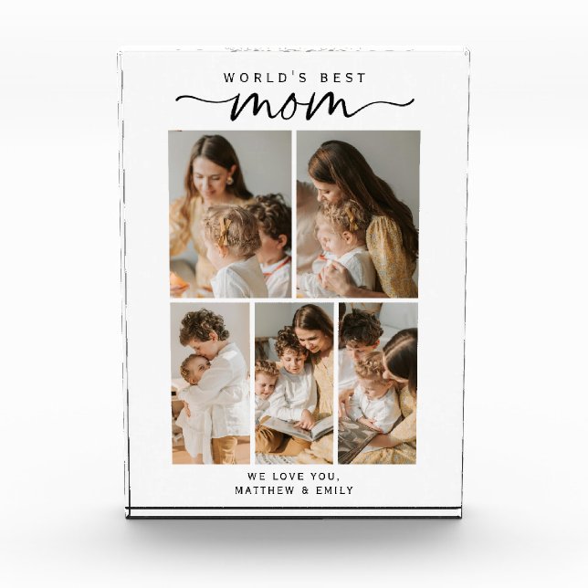 World's Best Mom Photo Collage Script Photo Block (Front)