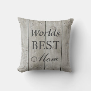 Worlds Best Mom Pillow on Barn Board
