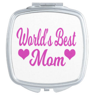 World's Best Mom Pink Compact Mirror