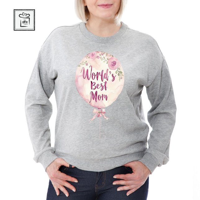 World's Best Mom Pink Floral Balloon Mother's Day T-Shirt (World's Best Mom)