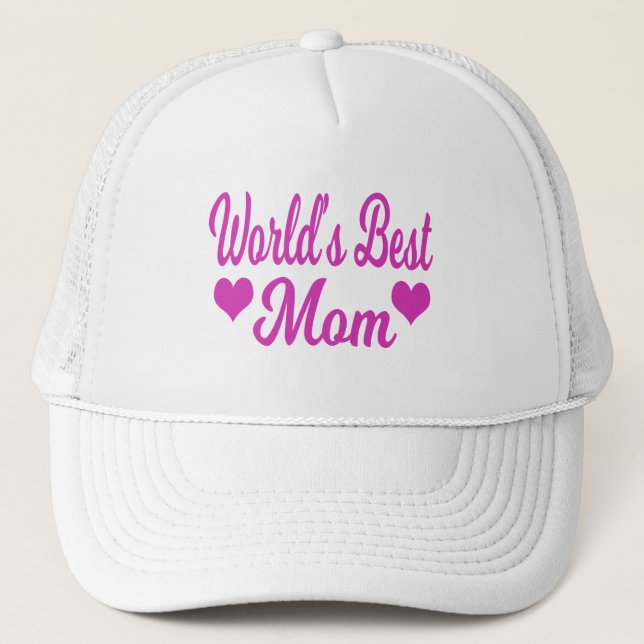World's Best Mom Pink Trucker Hat (Front)