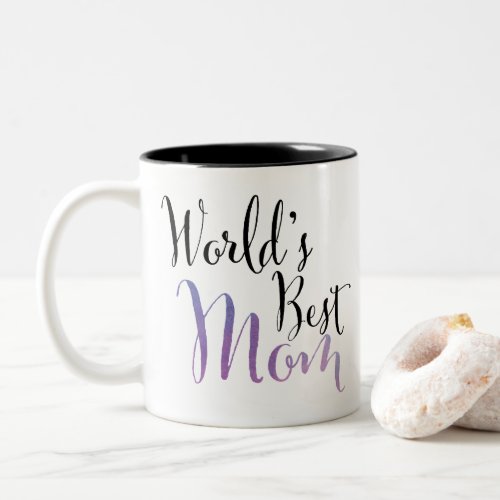 Worlds Best Mom Purple design for Two_Tone Coffee Mug