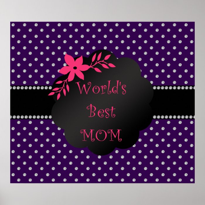 World's best mom purple diamonds print