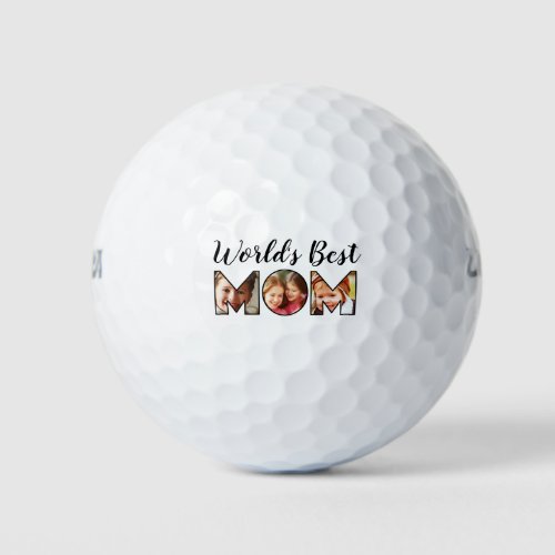 Worlds Best Mom Quote 3 Photo Collage Golf Balls