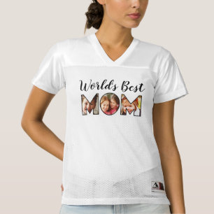 World's Best Mom Quote 3 Photo Collage Women's Football Jersey