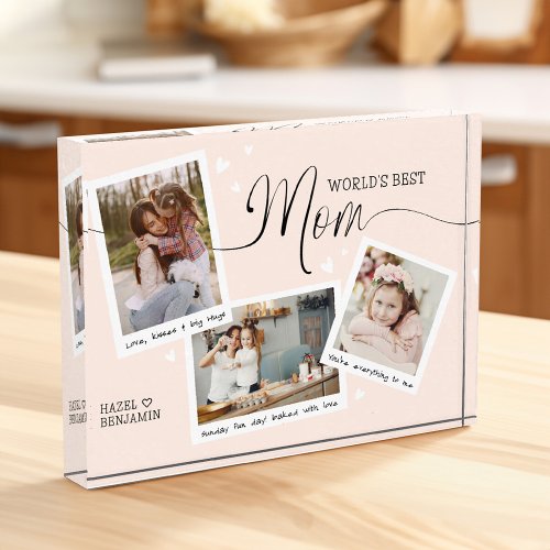 Worlds Best Mom Script Snapshot Mothers Day Pink Photo Block