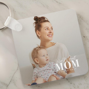 World's Best Mom Since 20XX Modern Photo Keychain