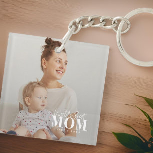 World's Best Mom Since 20XX Modern Photo Keychain