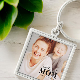 World's Best Mom Since 20XX Modern Photo Keychain