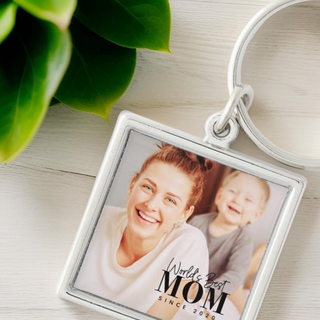 World's Best Mom Since 20XX Modern Photo Keychain (Creator Uploaded)
