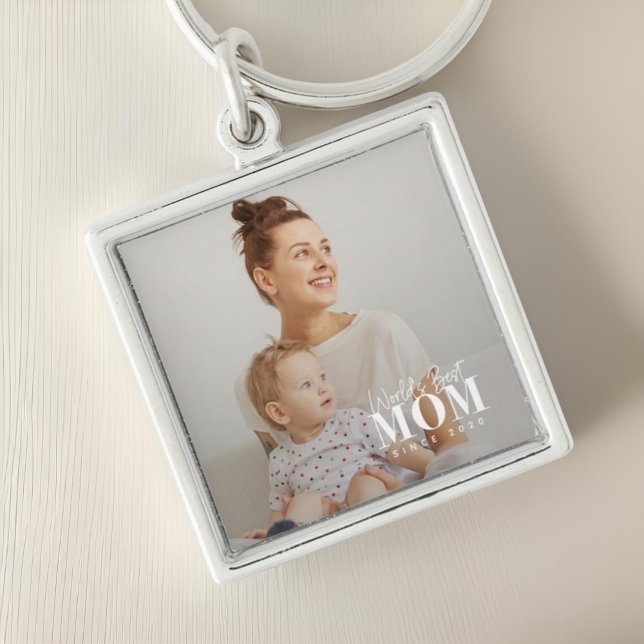 World's Best Mom Since 20XX Modern Photo Keychain (Creator Uploaded)