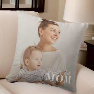 World's Best Mom Since 20XX Modern Photo Throw Pillow