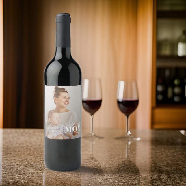 World's Best Mom Since 20XX Modern Photo Wine Label (Creator Uploaded)