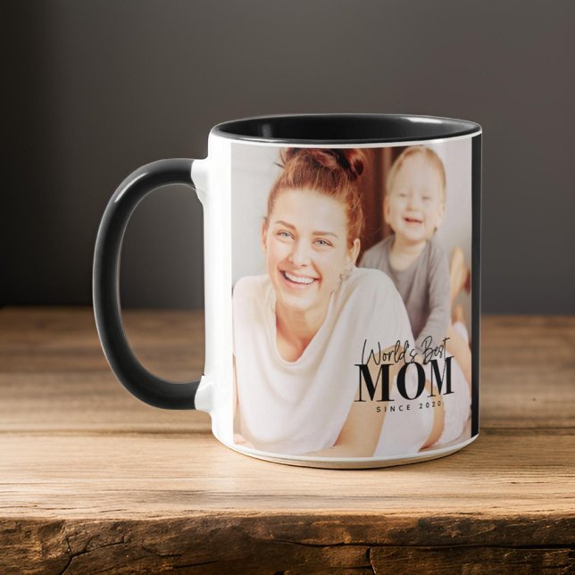 World's Best Mom Since 20XX Modern Photos Mug (Creator Uploaded)