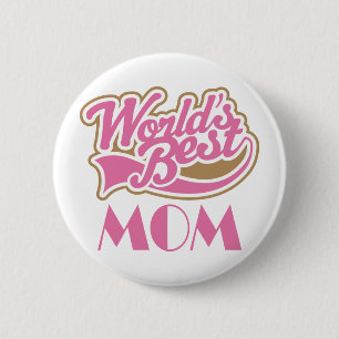 Worlds Best Mom Sports Style Gift Pinback Button