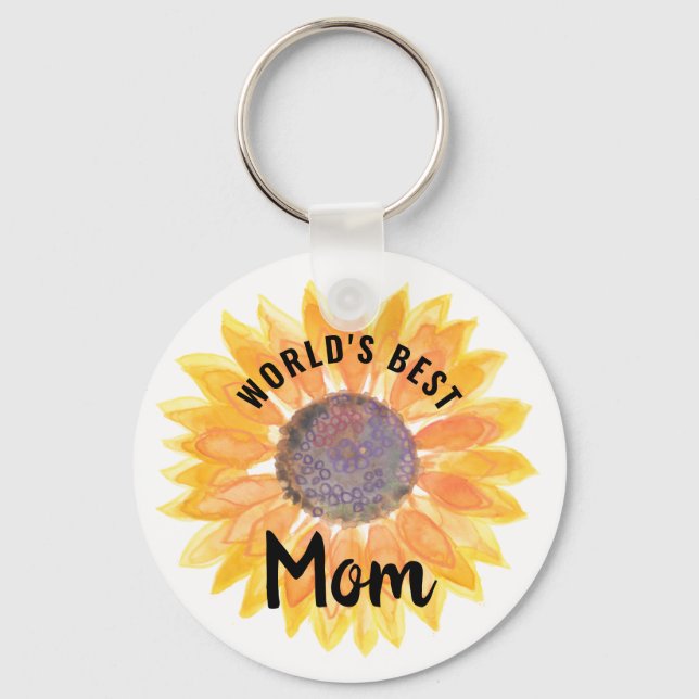World's Best Mom Sunflower Keychain (Front)