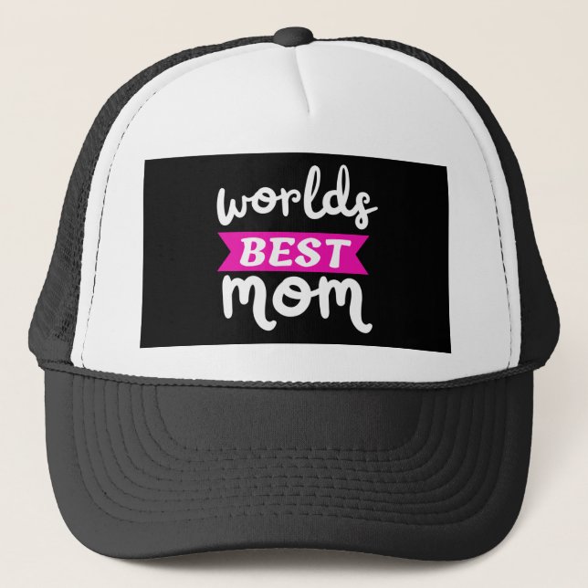 worlds best mom trucker hat (Front)