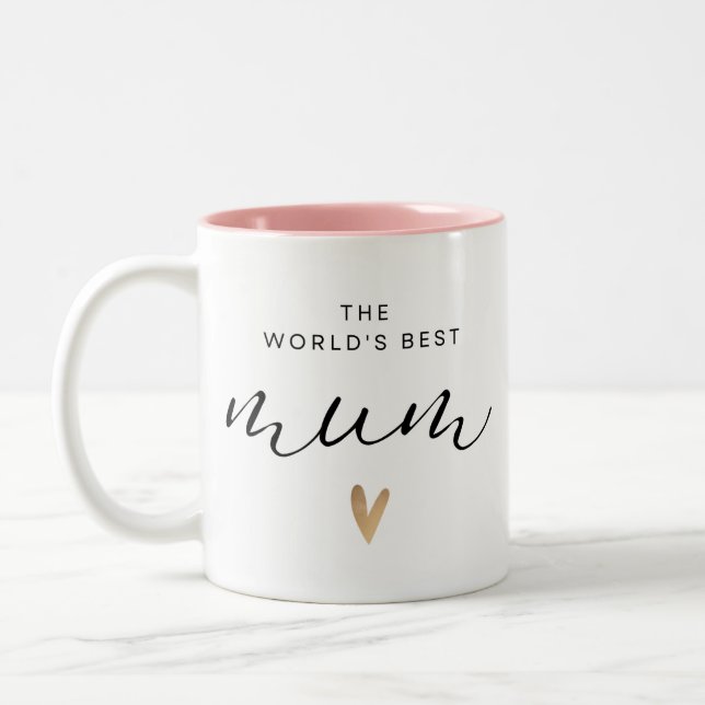 Worlds Best Mom  Two-Tone Coffee Mug (Left)