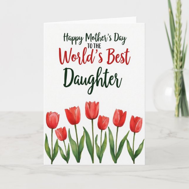Worlds Best Mom Watercolor Card (Front)