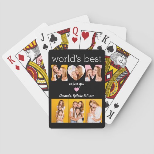 Worlds Best Mom We Love You Names Heart 3 Photo  Poker Cards