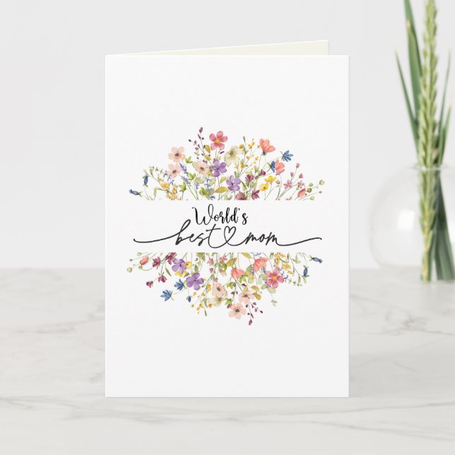 World's Best Mom Wildflower Photo Mothers Day Card (Front)
