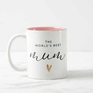 Worlds Best Mom  With Hearts Two-Tone Coffee Mug