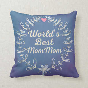 World's Best MomMom Grandma Wreath Pillow